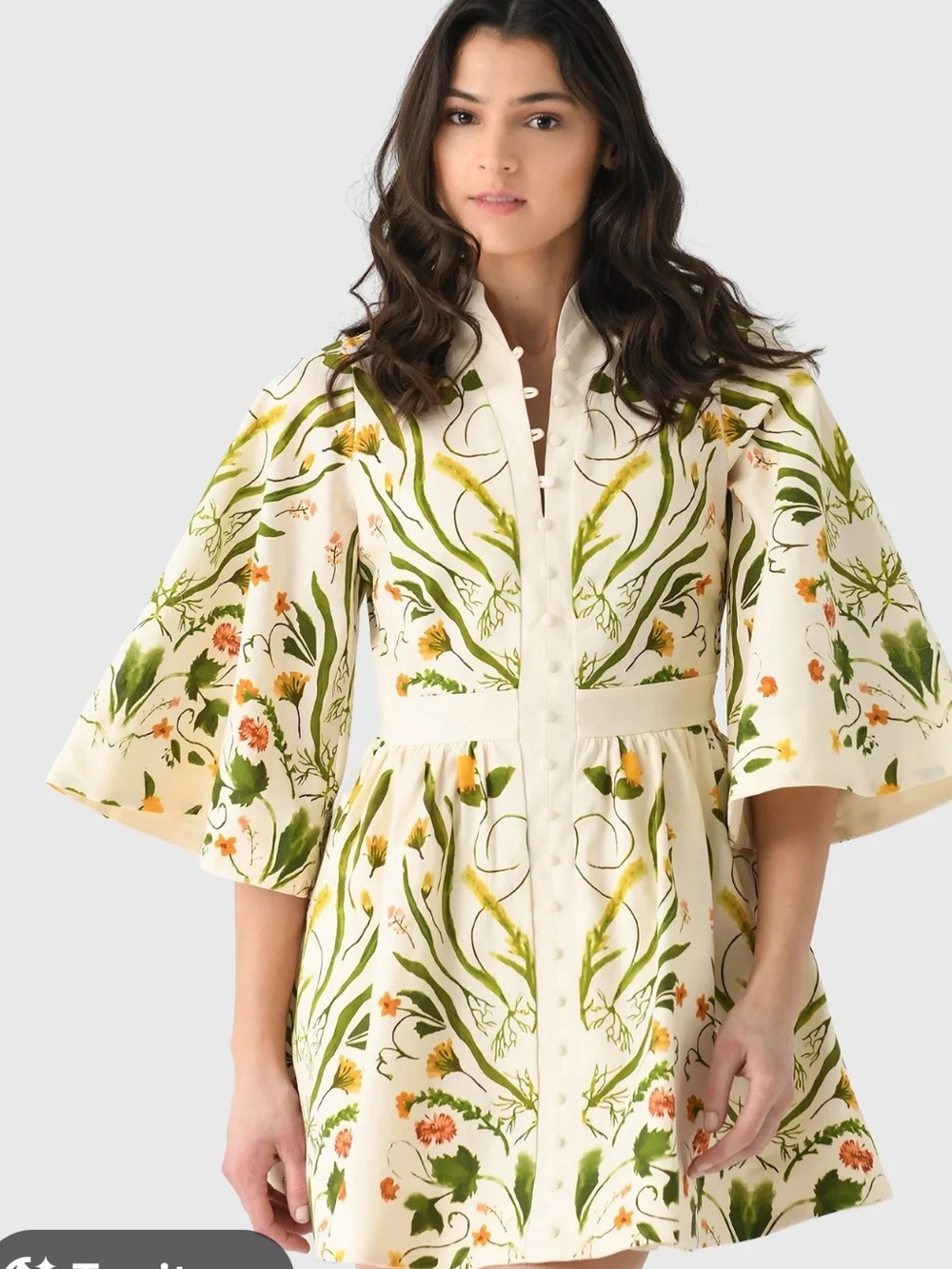 Lenu’ Carey Floral dress - Cream with Green & Yellow St Bernard in house line